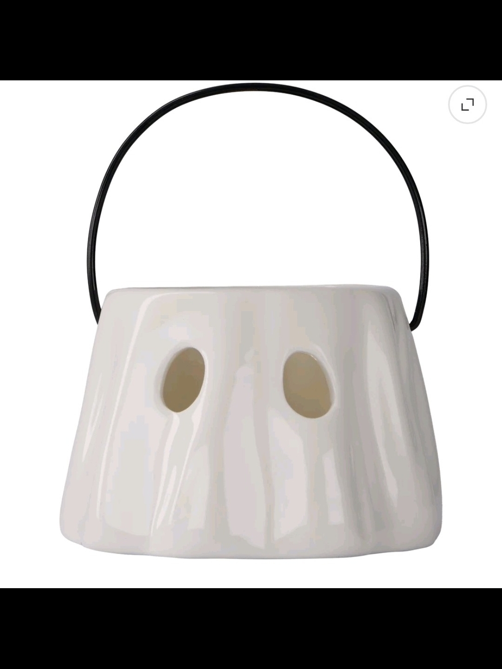 My Texas House Halloween Light-Up Ceramic Ghost Lantern Decoration, White, 3.5"